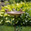 Pure Copper Bird Bath With Two Copper Birds And Tree Multipronged Garden Pole -Garden Care Store 3 4 crop 8613379 01v pure copper bird bath with two copper birds and tree multipronged garden pole