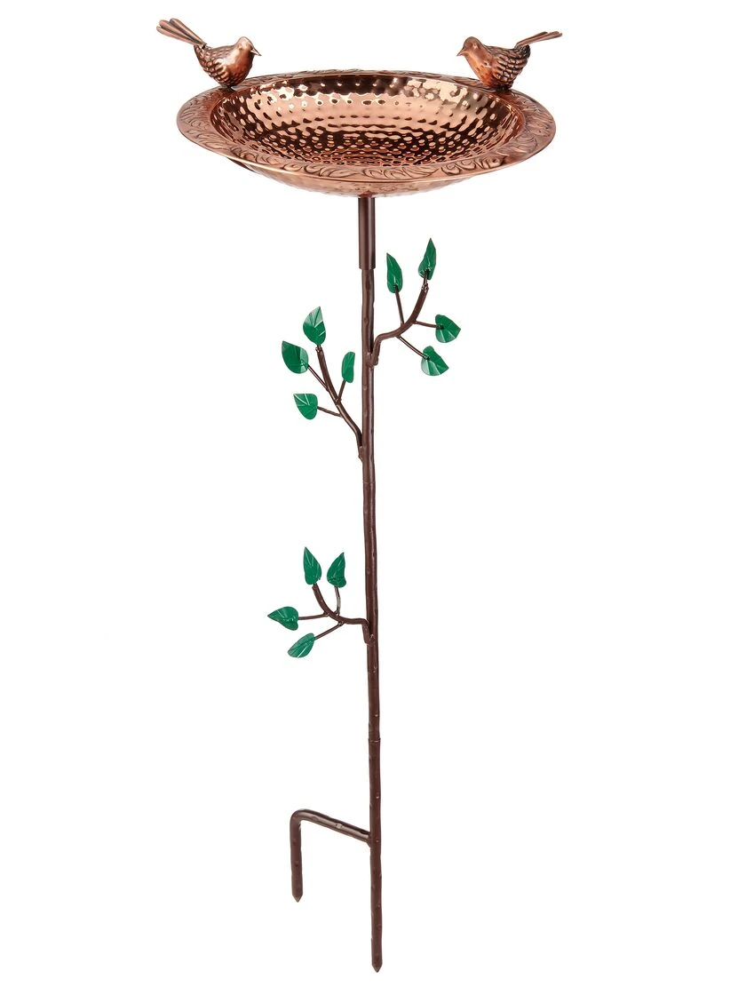 Pure Copper Bird Bath With Two Copper Birds And Tree Multipronged Garden Pole 6 Pure Copper Bird Bath With Two Copper Birds And Tree Multipronged Garden Pole - Image 4