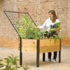 Elevated Planter Box And Space-Maker Pivoting Trellis Set, 2' X 4' -Garden Care Store 8590247 492 cedar planter box with trellis tif 1