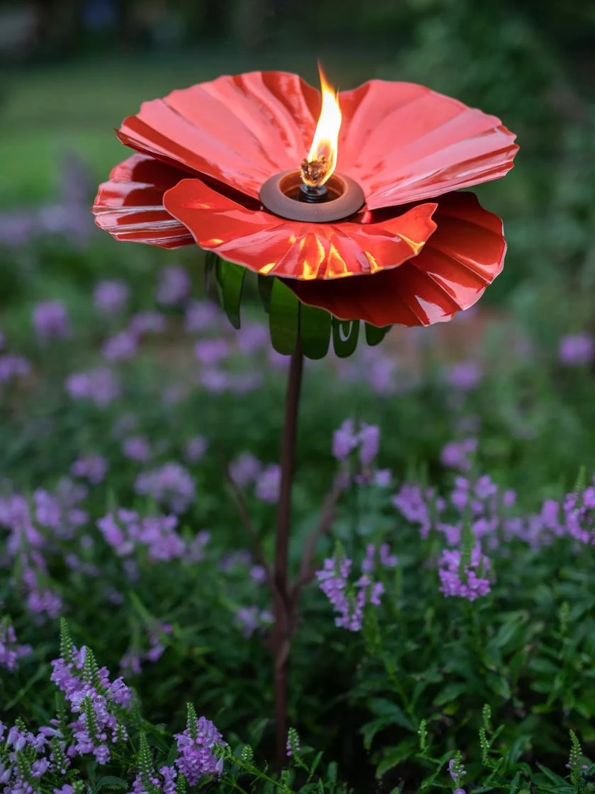 Desert Steel Poppy Garden Torch 3 Desert Steel Poppy Garden Torch