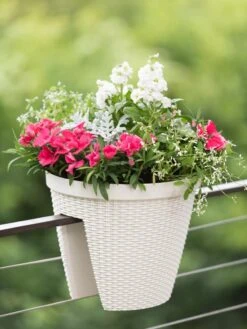 Weave Round Railing Planter, 11" 8 Weave Round Railing Planter, 11" -Garden Care Store 8598370 8580 tif