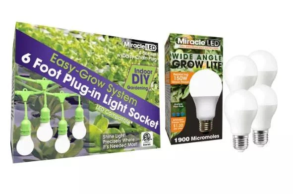 Miracle LED Corded 4-Socket Grow Light Kit With Bulbs, Full Spectrum And Red 3 Miracle LED Corded 4-Socket Grow Light Kit With Bulbs, Full Spectrum And Red