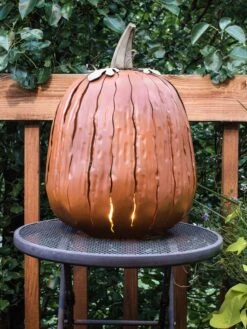 Desert Steel Pumpkin Luminary, Tall -Garden Care Store 8599559 01v desert steel pumpkin luminary tall orange