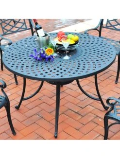 Crosley Sedona Cast Aluminum Dining Table -Garden Care Store 8599662 02v crosley sedona cast aluminum dining table 46 inch round black