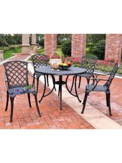 Crosley Sedona Five-Piece Outdoor Dining Set With High Back Armchairs -Garden Care Store 8599665 01v crosley sedona five piece outdoor dining set with high back arm chairs black