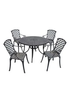 Crosley Sedona Five-Piece Outdoor Dining Set With High Back Armchairs -Garden Care Store 8599666 01v crosley sedona five piece outdoor dining set with high back arm chairs 48 inch black