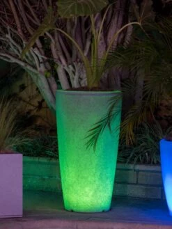 Solar Illuminated Planter Tall Granite, 32" 10 Solar Illuminated Planter Tall Granite, 32" -Garden Care Store 8600183 0683 tif