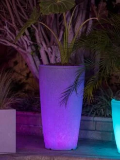 Solar Illuminated Planter Tall Granite, 32" 9 Solar Illuminated Planter Tall Granite, 32" -Garden Care Store 8600183 0687 tif