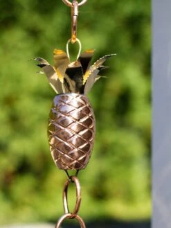 Pineapple Pure Copper Rain Chain, 8.5' -Garden Care Store 8600210 02v