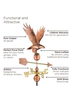 Freedom Eagle Copper Weathervane -Garden Care Store 8600277 04v