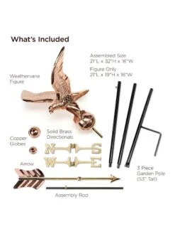 Eagle Garden Copper Weathervane With Pole 9 Eagle Garden Copper Weathervane With Pole -Garden Care Store 8600279 01v