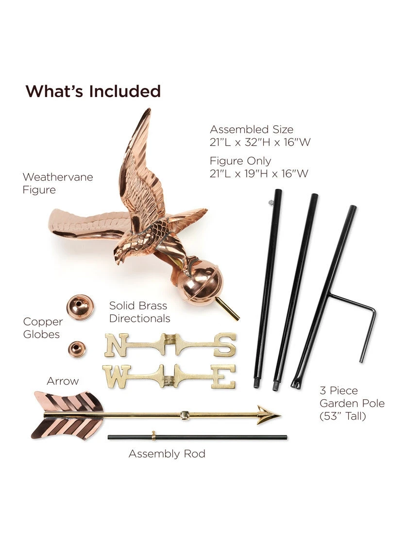 Eagle Garden Copper Weathervane With Pole 6 Eagle Garden Copper Weathervane With Pole - Image 4