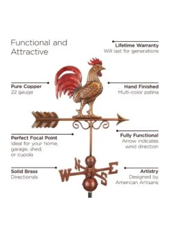 Bantam Rooster Copper Weathervane -Garden Care Store 8600280 05v