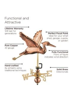 Blue Heron Cottage Copper Weathervane 11 Blue Heron Cottage Copper Weathervane -Garden Care Store 8600375 01v