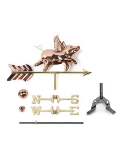 Flying Pig Cottage Copper Weathervane With Roof Mount 7 Flying Pig Cottage Copper Weathervane With Roof Mount -Garden Care Store 8600376 03v
