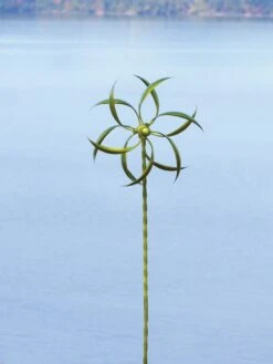 Feather Staked Wind Spinner, 15" -Garden Care Store 8600479 03v feather staked wind spinner 15 inch green