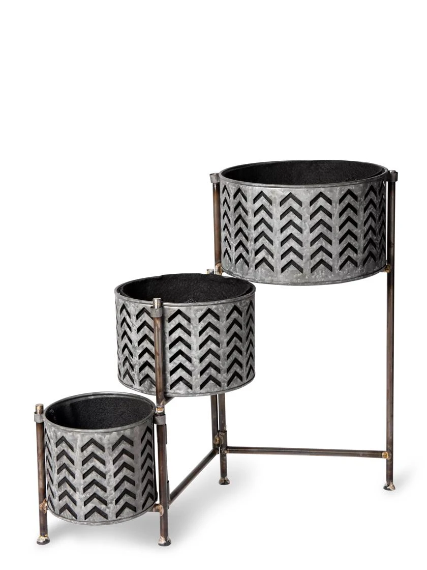 Galvanized Grow Bag Triple Planters With Stand 7 Galvanized Grow Bag Triple Planters With Stand - Image 5