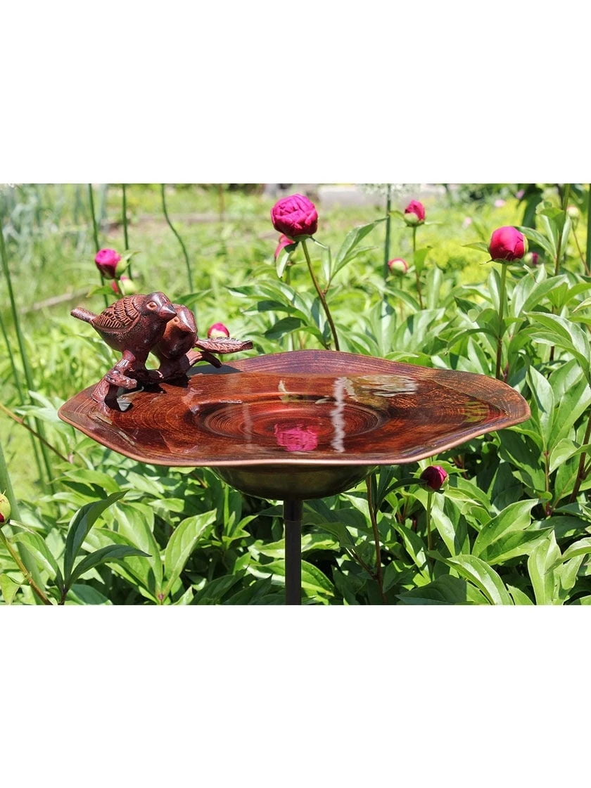 Achla Designs Antiqued Birdbath With Birds And Stake 3 Achla Designs Antiqued Birdbath With Birds And Stake