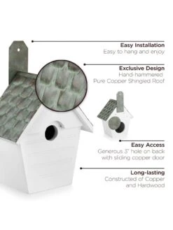 Classic Cottage Bird House With Verdigris Copper Roof -Garden Care Store 8609893 03v