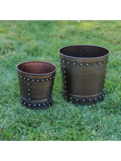 Riveted Planters, Set Of 2 15 Riveted Planters, Set Of 2 -Garden Care Store 8610032 01v