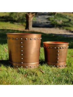 Riveted Planters, Set Of 2 13 Riveted Planters, Set Of 2 -Garden Care Store 8610032 05v