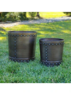 Riveted Planters, Set Of 2 12 Riveted Planters, Set Of 2 -Garden Care Store 8610081 01v