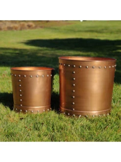 Riveted Planters, Set Of 2 14 Riveted Planters, Set Of 2 -Garden Care Store 8610081 03v