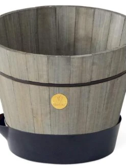 VegTrug® Build-a-Barrel Wooden Planter With Self-Watering Reservoir Tray, 18" -Garden Care Store 8610253 08V tif