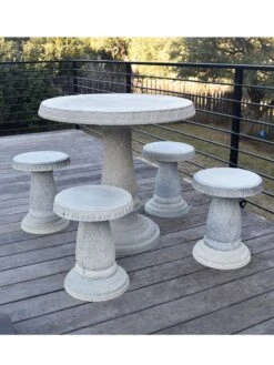 Round Patio Garden Table -Garden Care Store 8610576 01v exaco trading round patio table set with 4 stools