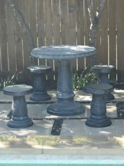 Round Patio Garden Table -Garden Care Store 8610576 12v exaco trading endura clay stools set of 4 1