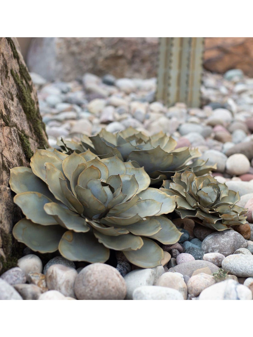 Desert Steel Blue Rose Succulent Sculpture 4 Desert Steel Blue Rose Succulent Sculpture - Image 2