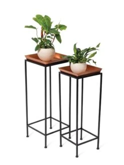 Square Nesting Plant Stands With Trays, Set Of 2 11 Square Nesting Plant Stands With Trays, Set Of 2 -Garden Care Store 8611014 2872 tif