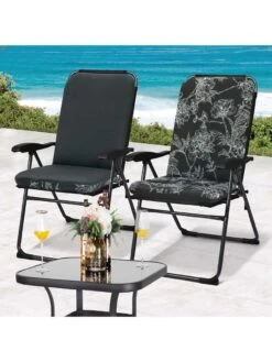 Outdoor Decor™ Seat Pad High Back Cushions, 20" X 45" 15 Outdoor Decor™ Seat Pad High Back Cushions, 20" X 45" -Garden Care Store 8611125 102v bkf outdoor seat pad high back cushions 20x45 black flowers