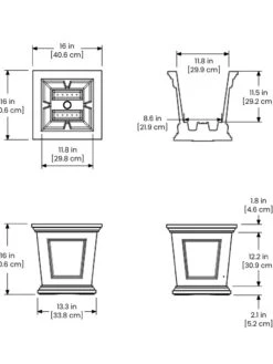 Fairfield Self-Watering Square Planter, 16” X 16” -Garden Care Store 8611695 19V tif