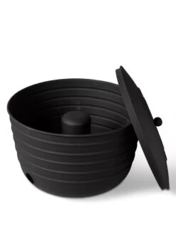 Matte Black Ribbed Hose Pot With Lid -Garden Care Store 8611991 5868 tif