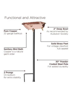 Copper Bathtub Birdbath -Garden Care Store 8612202 06v