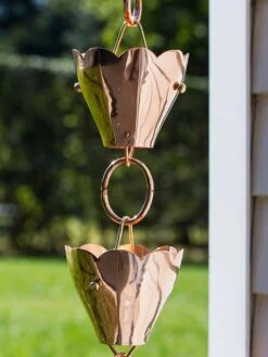 Tulip Pure Copper Rain Chain, 8.5' -Garden Care Store 8612740 02v