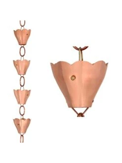 Tulip Pure Copper Rain Chain, 8.5' -Garden Care Store 8612740 03v
