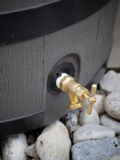 Round Rain Barrel With Planter, 35 Gallons -Garden Care Store 8612856BK 10V tif