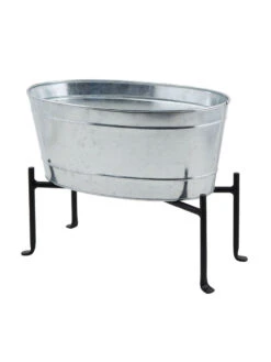 Achla Designs Mini Oval Galvanized Tub With Folding Stand -Garden Care Store 8612906 03v