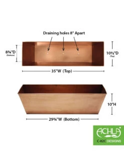 Achla Designs Plain Copper Plated Flower Box, Large -Garden Care Store 8612915 03v