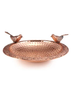 Pure Copper Bird Bath With Two Copper Birds And Multipronged Garden Pole -Garden Care Store 8613378 04v