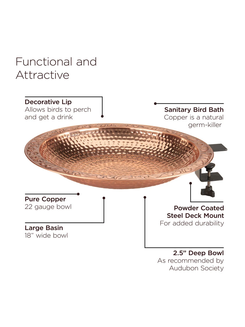 Pure Copper Bird Bath Deck Mount 10 Pure Copper Bird Bath Deck Mount - Image 8