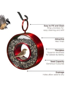 Circle Fly-Thru™ Bird Feeder With A Ruby Red Finish -Garden Care Store 8613383 03v