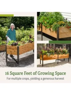 Self-Watering Eco-Stained Elevated Planter Box, 2' X 8' -Garden Care Store b00eow8fhu raisedbed feature 2 1